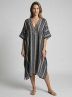 Seraphina | Kaftankjole Med Stribet Design Og V-Hals