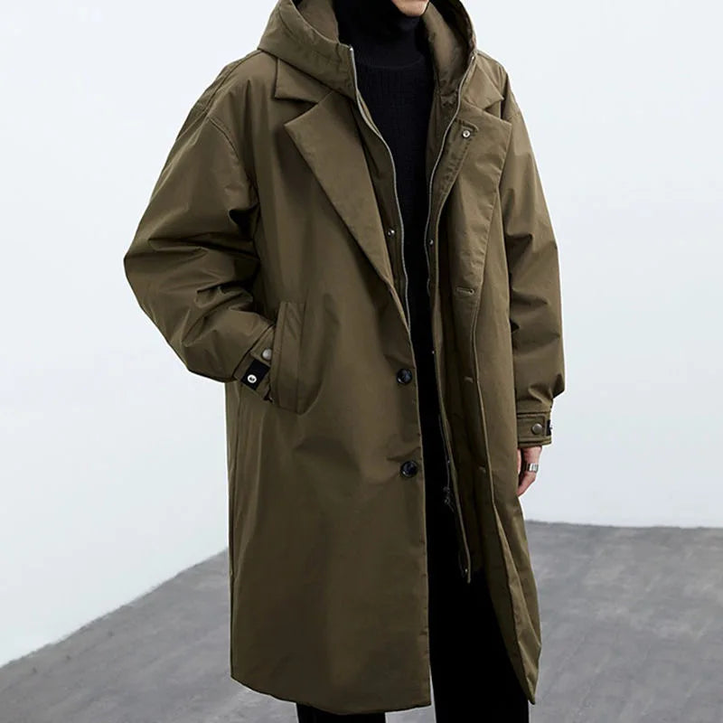 Lorenzo | Herre Lang trenchcoat med hætte