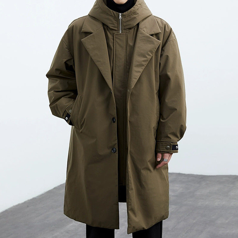 Lorenzo | Herre Lang trenchcoat med hætte