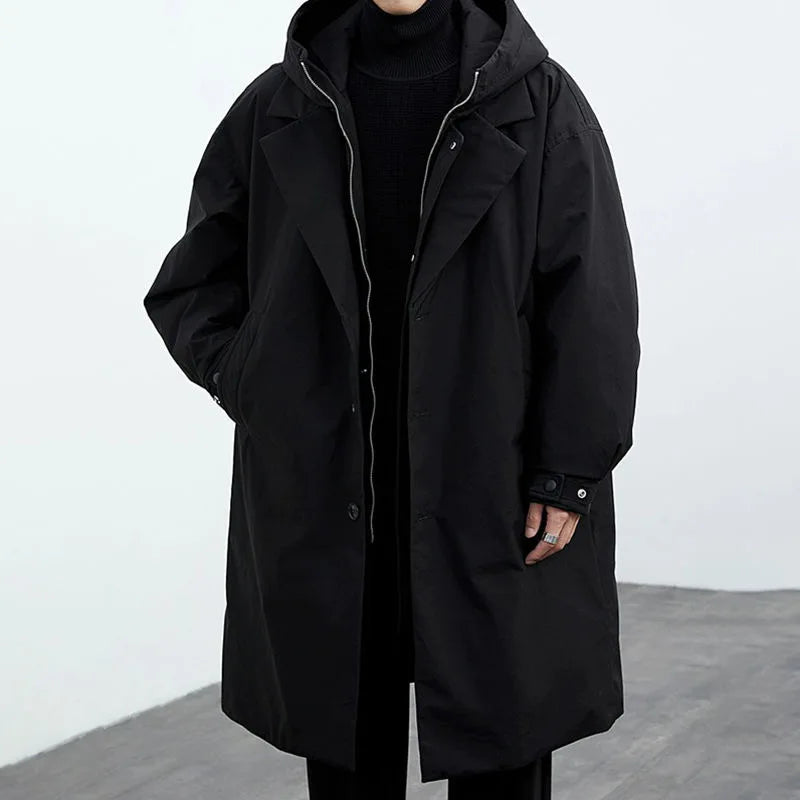 Lorenzo | Herre Lang trenchcoat med hætte