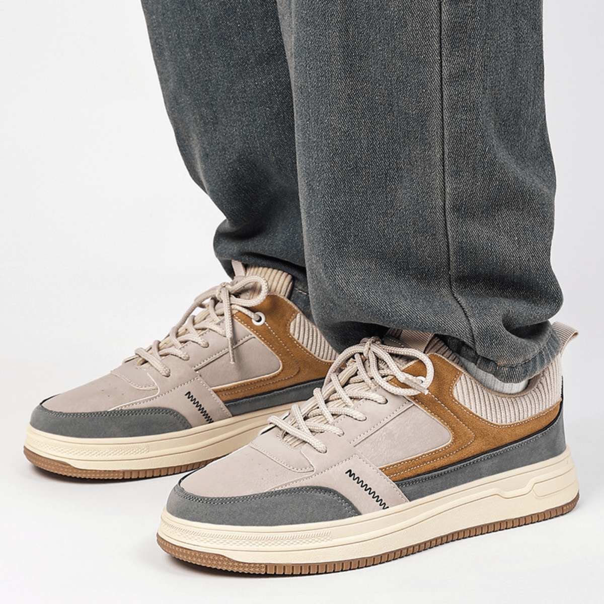 Lucas | Men's faux leather sneakers with panel design