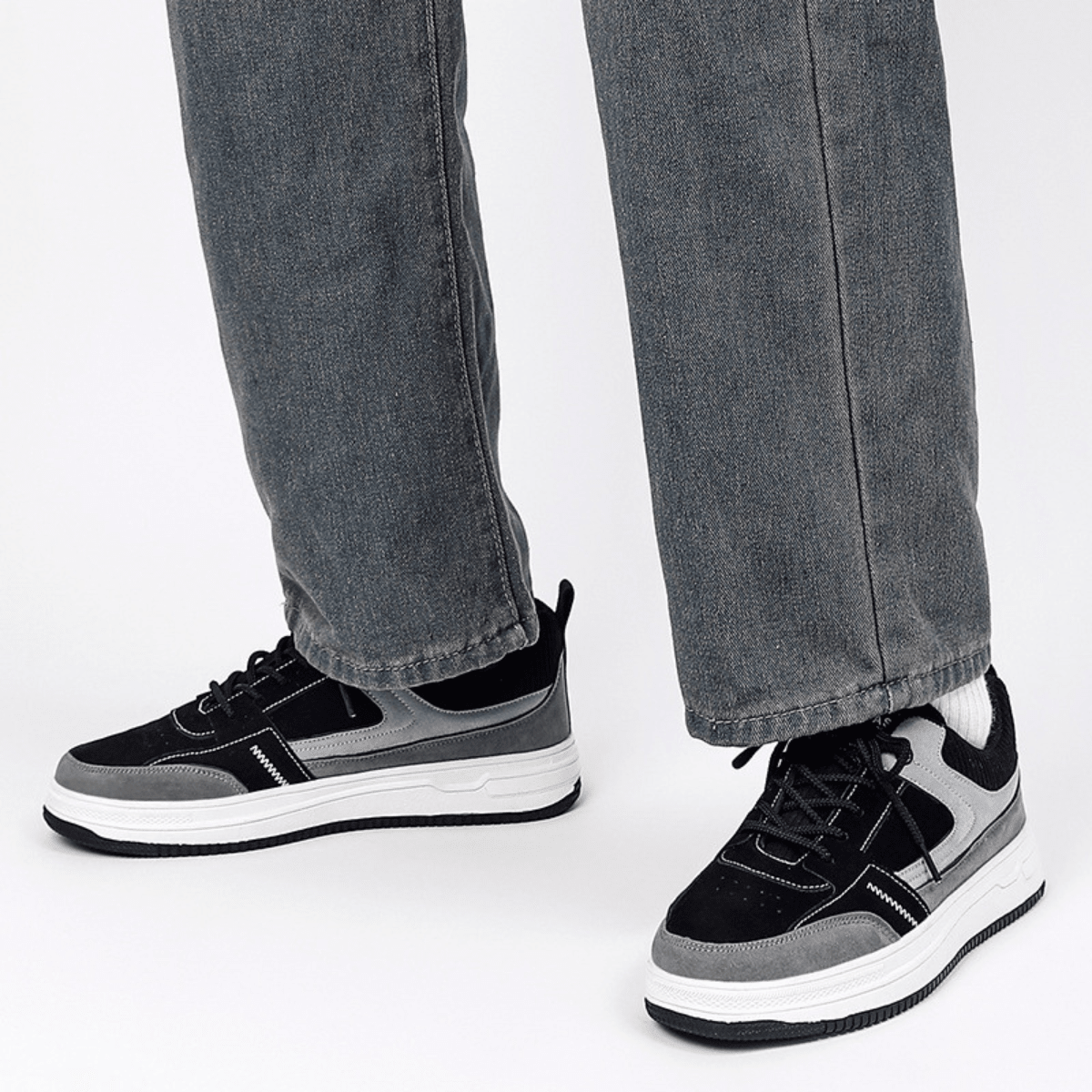 Lucas | Men's faux leather sneakers with panel design