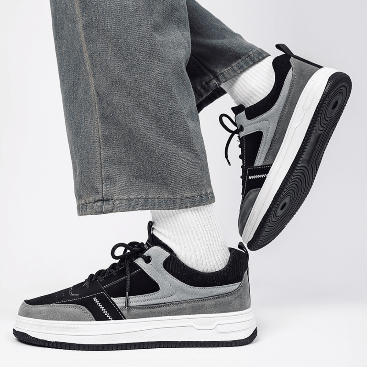 Lucas | Men's faux leather sneakers with panel design