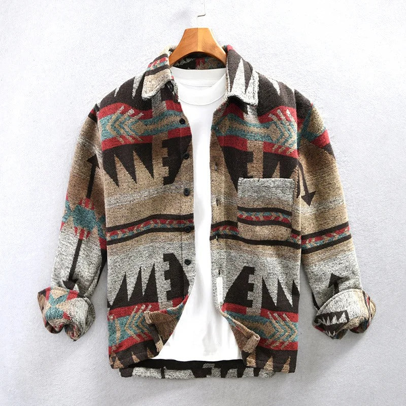 Victor | Camicia overshirt in flanella azteca