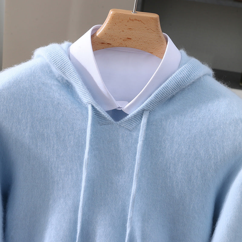 Marius | Herre cashmere hoodie med snørehætte og ribkanter