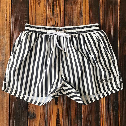 Santino | Men's Striped Swim Shorts Black-White