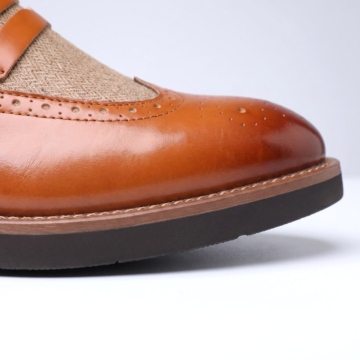 Oscar | Herre penny loafers i kunstlæder med sildebensmønster