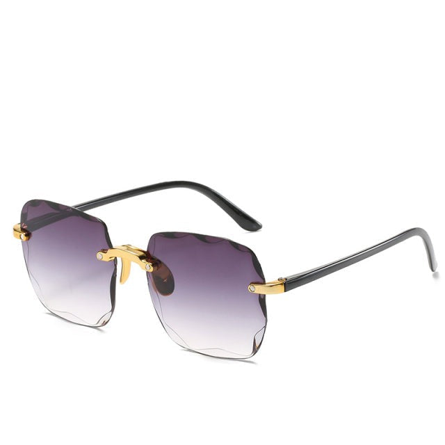 Sereneya™ | Occhiali da sole senza montatura da donna con lenti sfumate | Accessorio di moda geometrico lussuoso e alla moda