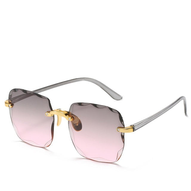 Sereneya™ | Occhiali da sole senza montatura da donna con lenti sfumate | Accessorio di moda geometrico lussuoso e alla moda