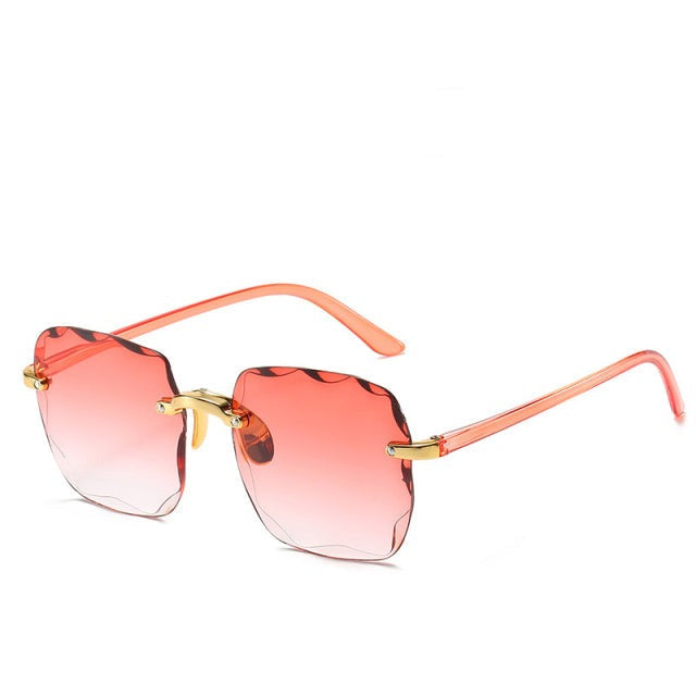 Sereneya™ | Occhiali da sole senza montatura da donna con lenti sfumate | Accessorio di moda geometrico lussuoso e alla moda