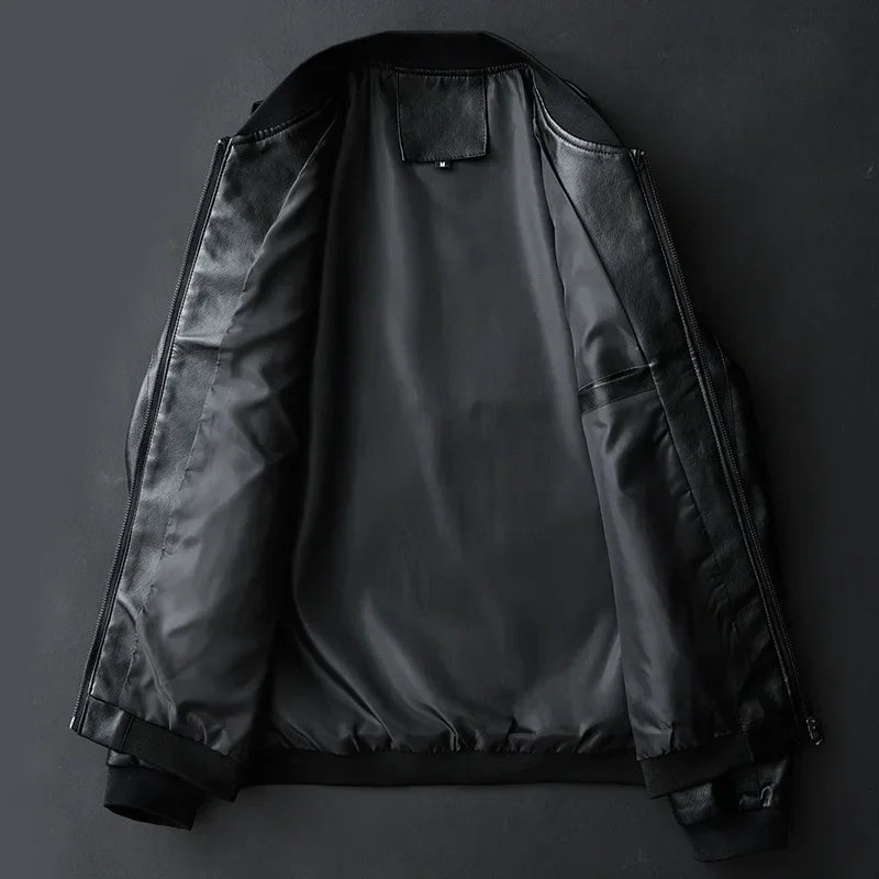 Rafael | Men's leather bomber jacket with ribbed trims