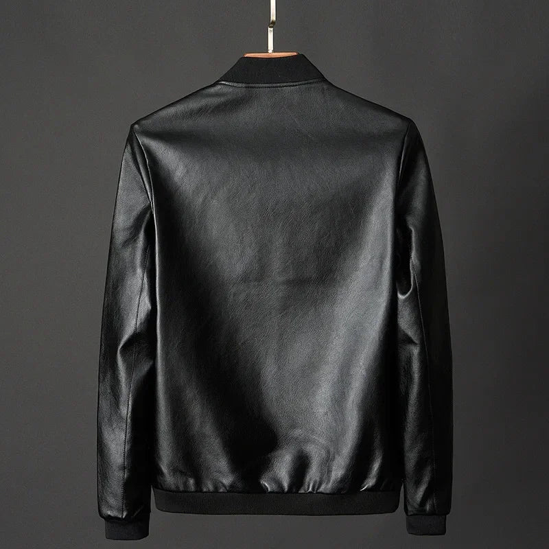 Rafael | Men's leather bomber jacket with ribbed trims