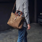 Soren | Herre shopper i vokset canvas med læderhanke