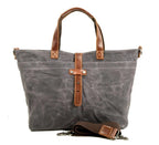Soren | Herre shopper i vokset canvas med læderhanke