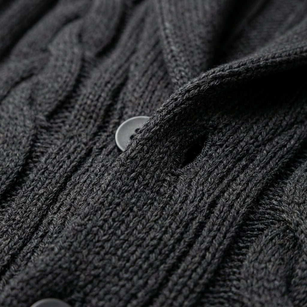 Tristan | Herre kabelstrikket cardigan med sjalskrave