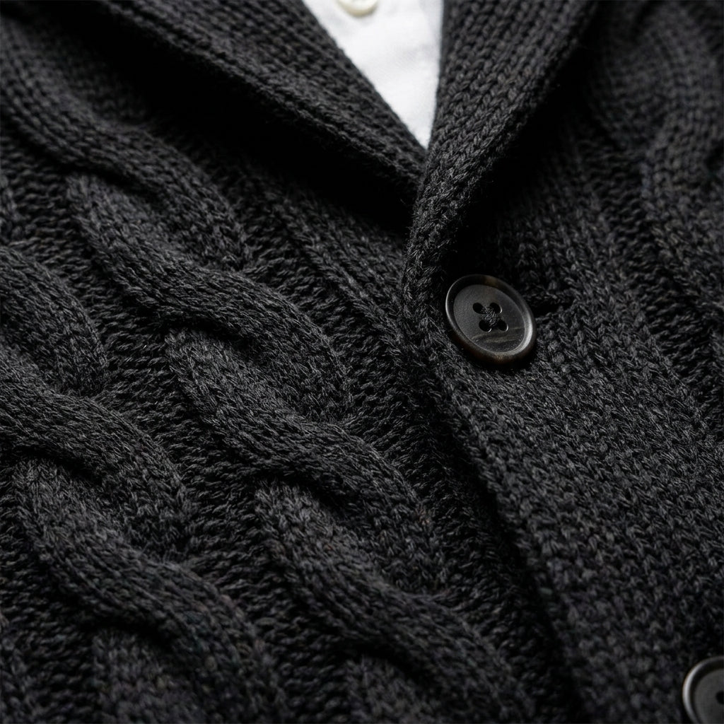 Tristan | Herre kabelstrikket cardigan med sjalskrave