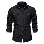 Rafael | Denimskjorte til Herrer | Slim Fit i Westernstil i Sort eller Blå