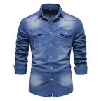 Rafael | Denimskjorte til Herrer | Slim Fit i Westernstil i Sort eller Blå