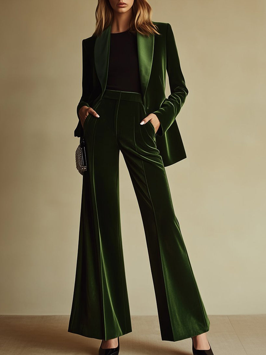 Violette | Dame buksedragt i velour med blazer og bukser