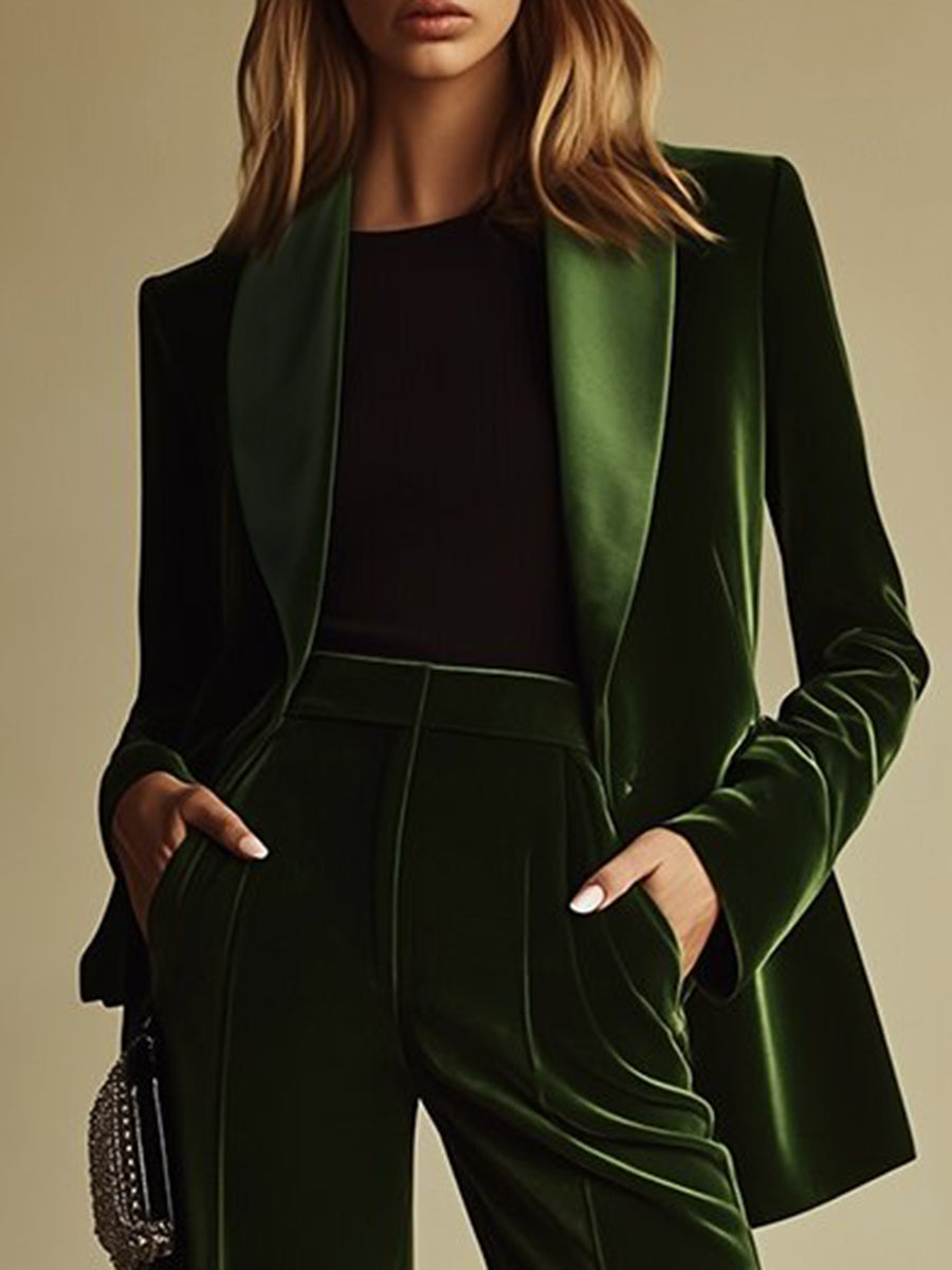 Violette | Dame buksedragt i velour med blazer og bukser