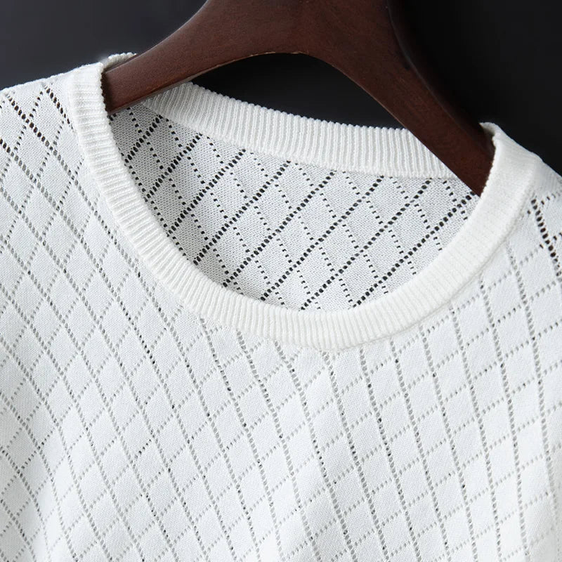 Ernesto™ | Camiseta de Punto de Verano para Hombre con Patrón de Cuadros y Diseño Transpirable | Camiseta Ligera